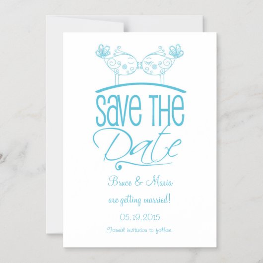 ターコイズキスをする・バード磁気保存日 マグネット招待状 (正面)