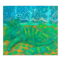 ターコイズキャットパステル絵画ズペットポートレート