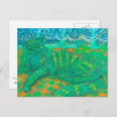 ターコイズキャットパ絵画ステルズペットポートレート ポストカード (正面/裏面)