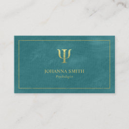 ターコイズキャンバスゴールデンフレーム、心理学者シンボル 予約カード