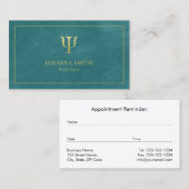 ターコイズキャンバスゴールデンフレーム、心理学者シンボル 予約カード (正面/裏面)