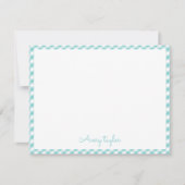 ターコイズギンガムパタパーソナライズされたーン文具 ノートカード (正面)