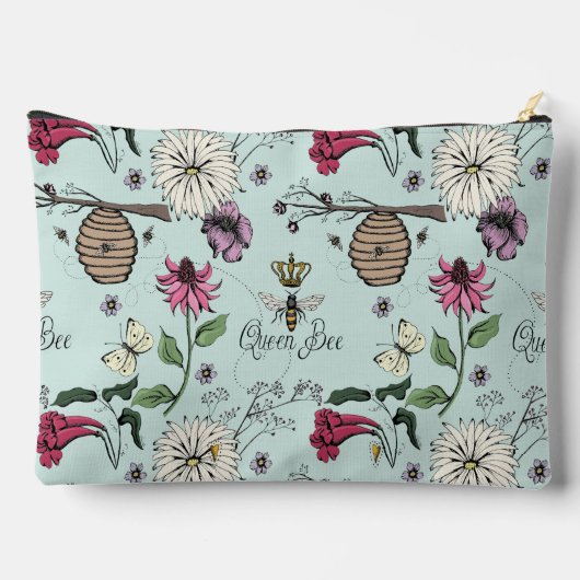 ターコイズクイーンビー&金ゴールドクラウン アクセサリーポーチ (裏面)