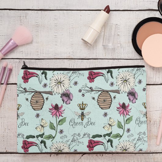 ターコイズクイーンビー&金ゴールドクラウン アクセサリーポーチ