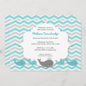 ターコイズクジラ赤ちゃんシャワー誕生日パーティー招待状 招待状 (正面/裏面)