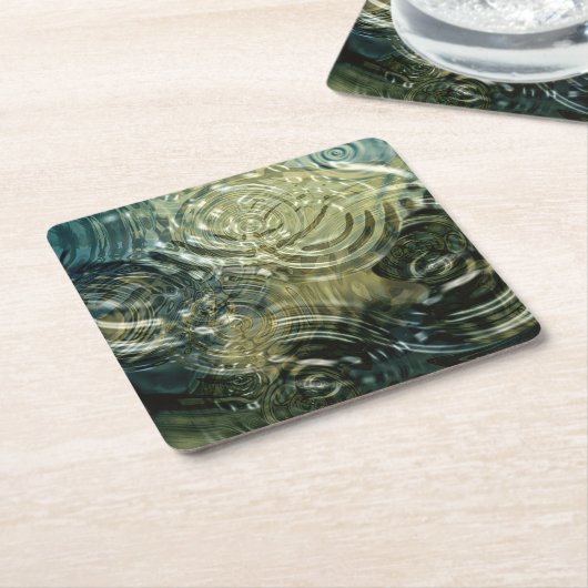 ターコイズクラシック水リップル自然コースター スクエアペーパーコースター (アングル)