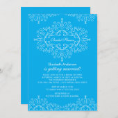 ターコイズクラシーフレームブライダルシャワー招待 招待状 (正面/裏面)