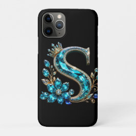 ターコイズクリスタルのS字と王冠 iPhone 11 PROケース