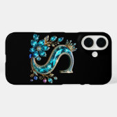 ターコイズクリスタルのS字と王冠 Case-Mate iPhoneケース (裏面 (横))