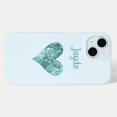 ターコイズクリスタルハート携帯電話ケース Case-Mate iPhoneケース (裏面 (横))