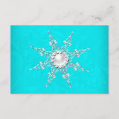ターコイズクリスタルパールスノーフレークシルバーウィンター招待 出欠カード (裏面)