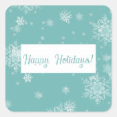 ターコイズクリスマススノーフレークステッカー スクエアシール (正面)