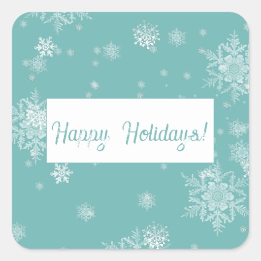 ターコイズクリスマススノーフレークステッカー スクエアシール (正面)