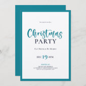 ターコイズクリスマスタイポグラフィディナーパーティー招待状 招待状 (正面/裏面)