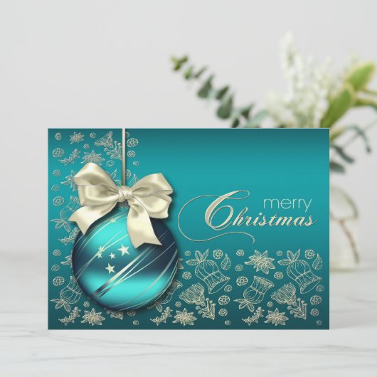 ターコイズクリスマスバウブルクリスマスパーティー 招待状 (スタンド正面)