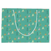 ターコイズクリスマスパインツリーの水の色パターン ラージペーパーバッグ (裏面)
