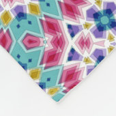 ターコイズクリムゾンカラフル万華鏡のように千変万化するパターンオーナメント フリースブランケット (角)