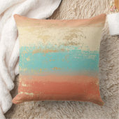 ターコイズクリームコーラル金ゴールドボーホコースト クッション (ブランケット)