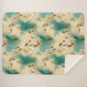 ターコイズクリーム金ゴールド南西コウィド シェルパブランケット (正面(横))