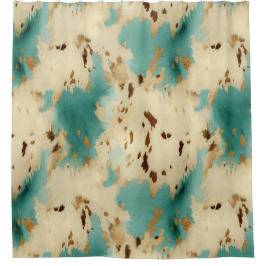 ターコイズクリーム金ゴールド南西コウィド シャワーカーテン (正面)