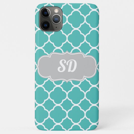 ターコイズクローバーカスタムモノグラム Case-Mate iPhoneケース (裏面)