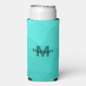ターコイズグラディエント幾何学メッシュパターンモノグラム スリム缶クーラー (Seltzer正面)