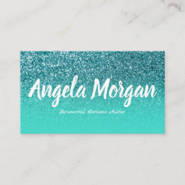 ターコイズグラデーションティール（緑がかった色）グリッターフォト作家 名刺