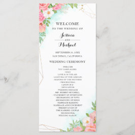 ターコイズグラデーションフローラブーケピンク結婚ローズ プログラム