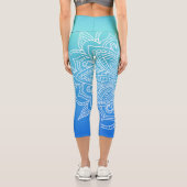 ターコイズグラデーションブルーマンダラヨガカプリレギンス カプリレギンス (裏面)