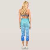 ターコイズグラデーションブルーマンダラヨガカプリレギンス カプリレギンス (裏面)