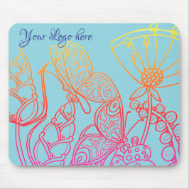 ターコイズグラデーションレインボーバタフライ マウスパッド