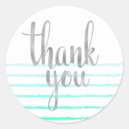 ターコイズグラデーション感謝していは丸いステッカー ラウンドシール