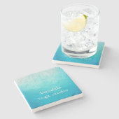 ターコイズグラデーション曼荼羅モノグラム ストーンコースター (横)