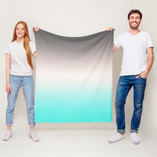 ターコイズグラデーション灰色 フリースブランケット (インサイチュ)