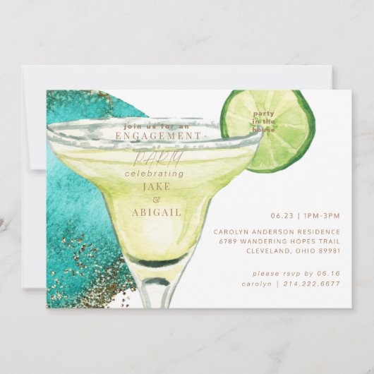 ターコイズグラムマルガリータ婚約パーティII 招待状 (正面)