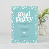 ターコイズグラードパーティーはっきりしたタイポグラフィモダンシンプル 招待状 (スタンド正面)