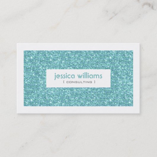 ターコイズグリッターとスパークルスグリーンアクセント 名刺 (正面)