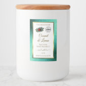 ターコイズグリッターとホワイトの商品ラベル キュートなレディバグロゴ フードラベル (正面)