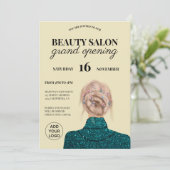 ターコイズグリッターの美しい美容院グランドオープニング 招待状 (スタンド正面)