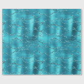 ターコイズグリッターグリジーストライプ ラッピングペーパー (フラット)