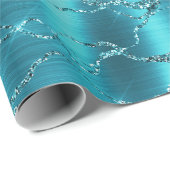 ターコイズグリッターグリジーストライプ ラッピングペーパー (ロールコーナー)