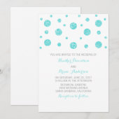 ターコイズグリッターコンフェッティ結婚式招待状 招待状 (正面/裏面)