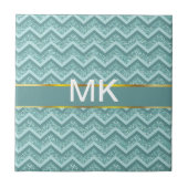 ターコイズグリッタージグザグ模様 タイル (正面)