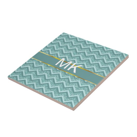 ターコイズグリッタージグザグ模様 タイル (側面)