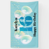 ターコイズグリッタースウィート16誕生日バルーンスクリプト 横断幕 (縦)