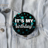 ターコイズグリッタースターズ紙吹雪それが私の誕生日 缶バッジ (インサイチュ)