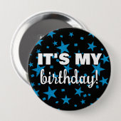 ターコイズグリッタースター紙吹雪それがマイマイ誕生日 缶バッジ (正面&裏面)