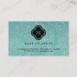 ターコイズグリッタースパークルクローバープロファイルカード 名刺