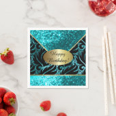 ターコイズグリッターデザイナの背景 スタンダードカクテルナプキン (インサイチュ)