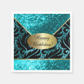 ターコイズグリッターデザイナの背景 スタンダードカクテルナプキン (正面)